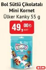 ÜLKER KANKY BOL SÜTLÜ ÇİKOLATALI MİNİ KORNET 55 G